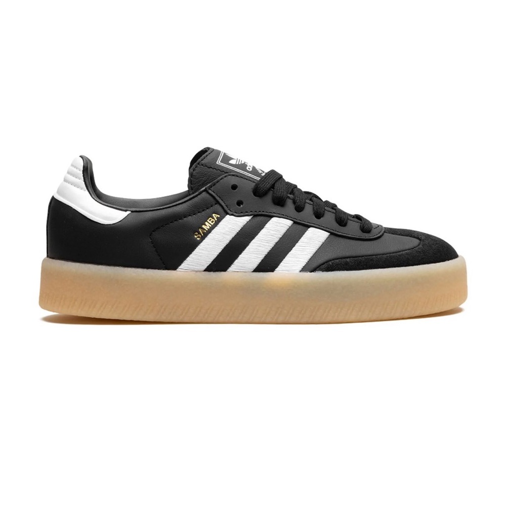 Adidas Sambae Black and White Sneakers with Gum Sole